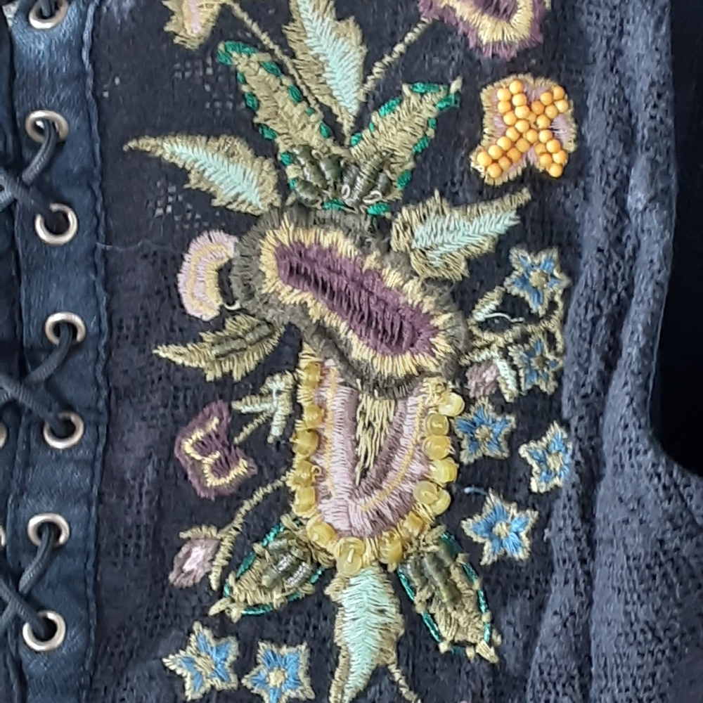 Free People Lace Me Up Embroidered Hi-low Handkerchief Hem Flowy Boho Dress. - Picture 9 of 15